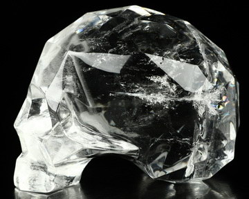 Clear 4.0" Quartz Rock Crystal Carved Crystal Faceted Skull, Crystal Healing