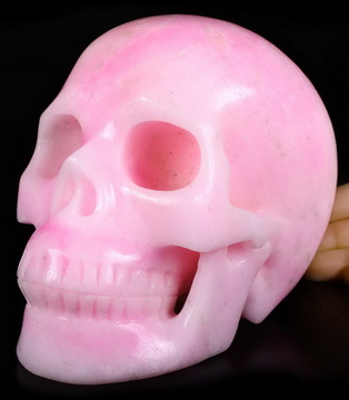 Lifesized 7.0" Pink Aragonite Carved Crystal Skull, Realistic, Crystal Healing