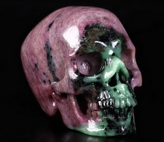 Gemstone 2.4" Ruby Fuchsite Carved Crystal Skull,Super Realistic, Crystal Healing