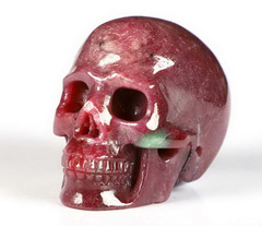 Gemstone 1.8" Ruby Carved Crystal Skull, Realistic, Crystal Healing