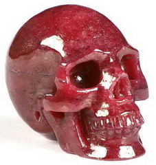 Gemstone 1.2" Ruby Carved Crystal Skull, Realistic, Crystal Healing