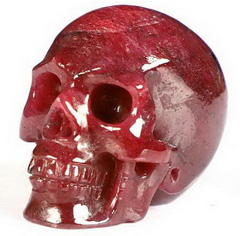 Gemstone 1.1" Ruby Carved Crystal Skull, Realistic, Crystal Healing