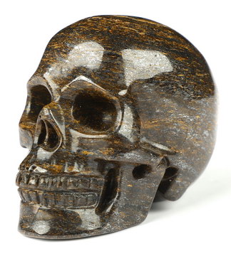 Gemstone 2.0" Shimmering Bronzite Carved Crystal Skull, Realistic, Crystal Healing
