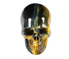 Flash 1.9" Tiger Iron Eye Carved Crystal Skull, Realistic, Crystal Healing