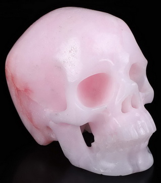 Huge 5.0" Pink Aragonite Carved Crystal Skull,Super Realistic, Crystal Healing