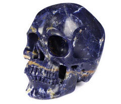 Huge 4.7" Sodalite Carved Crystal Skull,Super Realistic, Crystal Healing