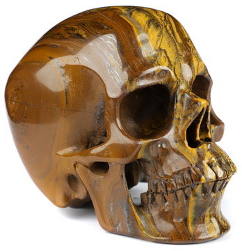 Huge 5.0" Tiger Iron Eye Carved Crystal Skull,Super Realistic, Crystal Healing