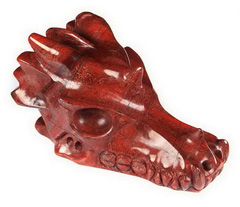 Huge 5.1" Red Snake Skin Jasper Carved Crystal Dragon skull, Crystal Healing
