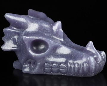 Huge 5.2" Purple Aventurine Carved Crystal Dragon Skull, Crystal Healing