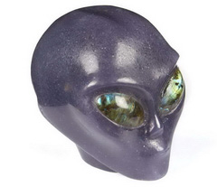 4.1" Purple Aventurine Carved Crystal Female Alien Skull, Labradorite Eyes, Crystal Healing