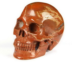 Huge 5.0" Red Jasper Carved Crystal Skull, Realistic, Crystal Healing