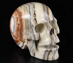 Huge 5.0" Eastern Stone Carved Crystal Singing Skull, Crystal Healing