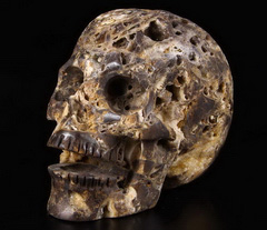 Huge 5.0" Geode Fluorite Carved Crystal Singing Skull, Crystal Healing