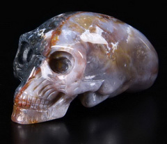 Nice 4.0" Indian Agate Carved Crystal Elongated Mayan Alien Skull, Kingdom of Crystal Skulls, Crystal Healing