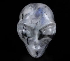 Huge 4.1" Labradorite Star Being Female Alien Crystal Skull Companion, Gemstone Fine Art Sculpture,, Reiki Healing Stone Statue