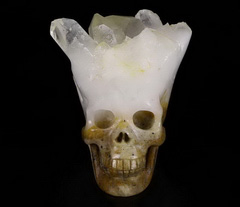 2.6" Quartz Rock Crystal Druse Carved Crystal Druse Skull, Crystal Healing