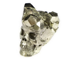 2.4" Pyrite Druse Carved Crystal Skull, Crystal Healing