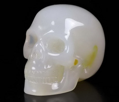 Clear 2.0" Agate Carved Crystal Skull, Realistic, Crystal Healing