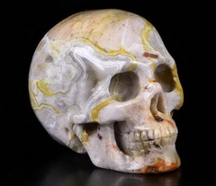 2.0" Red Crazy Lace Agate Carved Crystal Geode Skull, Crystal Healing