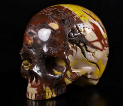 Huge 4.6" Mookaite Jasper Carved Crystal Skull Without Jaw, Realistic, Crystal Healing