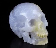 GEMSTONE 4.0" Blue Chalcedony Carved Crystal Skull, Realistic, Crystal Healing