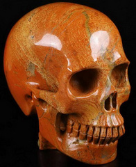 4.7" Red Jasper Carved Crystal Skull WIth Spine, Crystal Healing