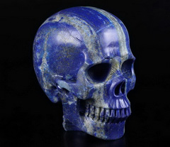 GEMSTONE 5.0" Lapis Lazuli Carved Crystal Skull With Spine, Crystal Healing