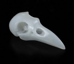 Gemstone 2.0" Moonstone Carved Crystal Raven Skull Pendant, Crystal Healing