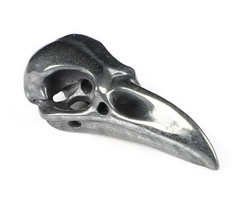 2.2" Hematite Carved Crystal Raven Skull Pendant, Crystal Healing