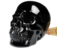 32.9LB Titan 11.7" Black Obsidian Carved Crystal Skull,Super Realistic, Crystal Healing