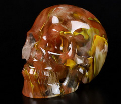 5.0" Smelted Quartz Carved Crystal Skull, Realistic, Crystal Healing