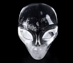 Clear 2.0" Quartz Rock Crystal Carved Crystal Female Alien Skull, Crystal Healing