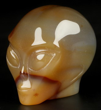 Gemstone 2.0" Carnelian Star Being Female Alien Crystal Skull Companion, Hand Carved Gemstone Fine Art Sculpture,, Reiki Healing Stone Statue
