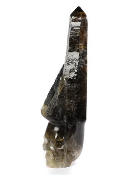 GEMSTONE 5.7" Black Tourmaline Carved Crystal Skull, Crystal Healing