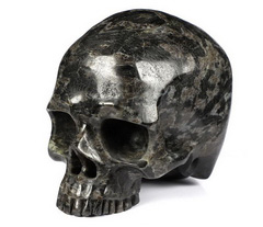 Huge 4.6" Russian Arfvedsonite Carved Crystal Skull Without Jaw,Super Realistic, Crystal Healing