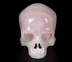 Huge 4.5" Rose Quartz Carved Crystal Skull Without Jaw,Super Realistic, Crystal Healing