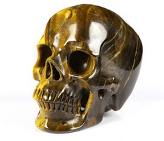Huge 4.0" Gold Tiger's Eye Carved Crystal Skull,Super Realistic, Crystal Healing