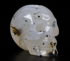 2.0" Agate Geode Carved Crystal Skull, Realistic, Crystal Healing