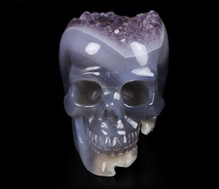 2.0" Amethyst & Agate Druse Carved Crystal Skull, Realistic, Crystal Healing