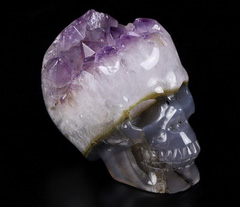 2.2" Amethyst & Agate Druse Carved Crystal Skull, Realistic, Crystal Healing