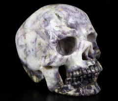 4.0" Bamboo Leaves Agate-Purple Carved Crystal Skull,Super Realistic, Crystal Healing