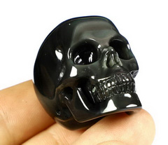 Cute 1.5" Rainbow Obsidian Carved Crystal Skull, Realistic, Crystal Healing