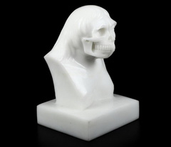 4.5" White Jade Carved Crystal Skull & Ape Man, Crystal Healing