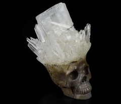 Huge 3.4" Quartz Rock Crystal Carved Crystal Mineral Skull, Crystal Healing