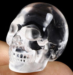 Top clear 0.9" Quartz Rock Crystal Carved Crystal Skull, Realistic, Crystal Healing