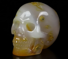 Nice 2.0" Carnelian Carved Crystal Skull, Realistic, Crystal Healing