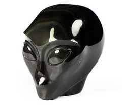 1.7" Rainbow Obsidian Star Being Female Alien Crystal Skull Companion, Reiki Healing Stone Statue