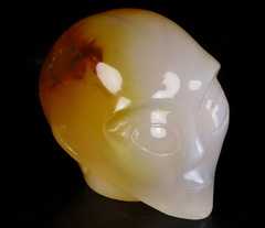 1.8" Carnelian Star Being Female Alien Crystal Skull Companion, Reiki Healing Stone Statue