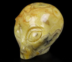GEMSTONE 1.7" Crazy lace Agate Star Being Female Alien Crystal Skull Companion, Reiki Healing Stone Statue