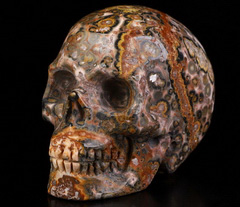 2.0" Leopard Skin Jasper Carved Crystal Skull, Realistic, Crystal Healing